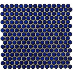 Merola Tile Hudson Penny Round Blue Eye 12 12-5/8 5 Porcelain Mosaic Tile 10.74 sq.