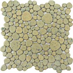 Merola Tile Pebble Green Moss 6 mm Porcelain Mosaic Tile 8.6 sq. ft. case, Green Moss High