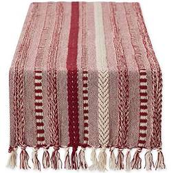 DII Barn Red Braided Stripe Table Runner 15x72 Tablecloth Red (182.88x)