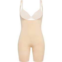 Spanx Women's Power Open-Bust Mid-Thigh Bodysuit Soft Nude