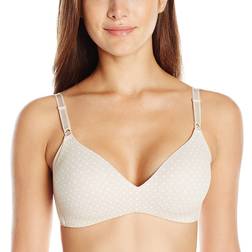 Warner's Women's No Side Effects Underarm-Smoothing Comfort Wireless Lightly Lined T-Shirt Bra - Butterscotch/White Dot Print