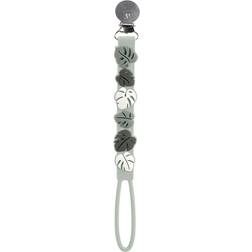 Loulou Lollipop Beadless Silicone Pacifier Clip Monstera, Green