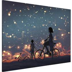 Magnettafel Anime Zeichnung Lichter auf dem Fahrrad