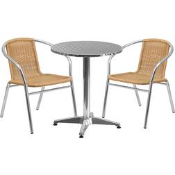 Flash Furniture TLHALUM Collection TLH-ALUM-24RD-020BGECHR2-GG Patio Dining Set