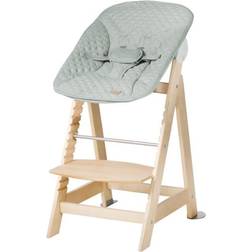 Roba Chaise Haute Évolutive Born Up 2 en 1 Transat Inclinable Vert Givré Style Dès la Naissance Bois Naturel Beige