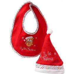 Baby Weihnachts-Geschenkset 1st CHRISTMAS Mütze und Lätzchen mit