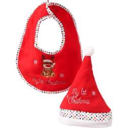 Baby Weihnachts-Geschenkset 1st CHRISTMAS Mütze und Lätzchen mit