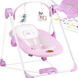 KIDIZ Babywippe Babyschaukel mit 5 Geschwindigkeitseinstellungen zusammenklappbarer Baby Wippe Schaukel Babyhochstuhl mit Spielbogen Spielzeugen 5 beruhigende Naturgeräusche neugeborene