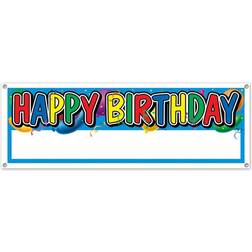 Beistle 50187 Happy Birthday Sign Banner Fahne, plastik, mehrfarbig