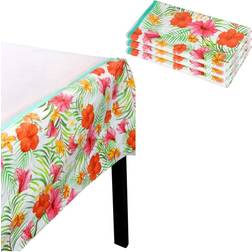 BLUE PANDA Luau Party Plastic Table Cover 54 x 108 in, 3 Pack