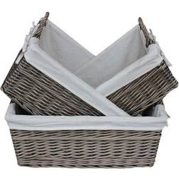 RED HAMPER Shallow Lined Antique Wash Basket