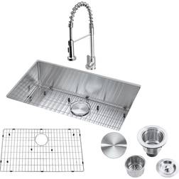 30 Undermount Kitchen Sink Pull-down Faucet Combo Grid