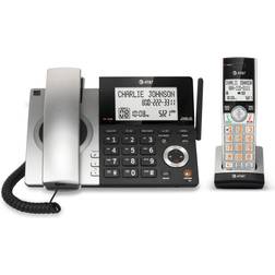 AT&T CL84107 DECT 6.0 Expandable Corded/Cordless Phone with Smart Call Blocker, Black/Silver with 1 Handset