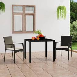 vidaXL Gartenstühle mit Kissen 2 Stk Poly Rattan Schwarz