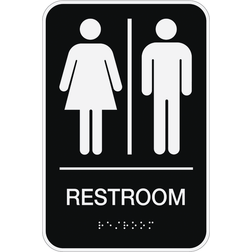 Cosco Restroom Door Sign, 5.5L 8.8H, Black/White 098096