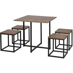 Homcom Industrial Space Brown Dining Set 80x80cm 5pcs