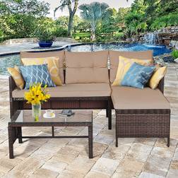 Costway 3PCS Outdoor Lounge Set