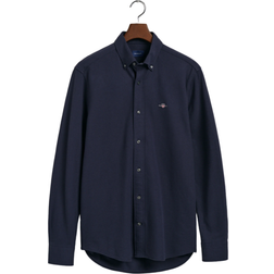 Gant Regular Jersey Pique Long Sleeved Shirt - Navy