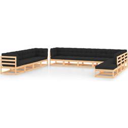 vidaXL Salotto Giardino 12 pz Cuscini Antracite Legno Massello Pino Set da Lounge da Esterno