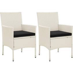 vidaXL Chaises de jardin avec coussins 2 pcs Résine tressée Blanc White and black