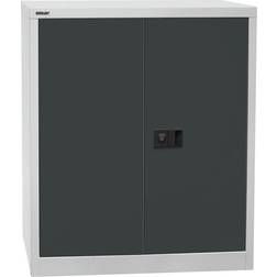 Bisley UNIVERSAL double door cupboard, HxWxD 1000 x 914 x 400 mm, 1 zinc plated shelf, 2 heights, light grey charcoal