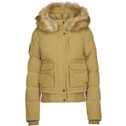 Superdry Womens Everest Hooded Puffer Bomber Jacket Camel