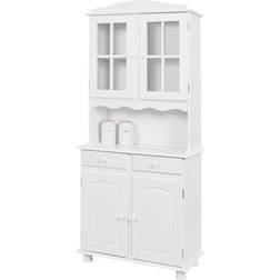 Inter Link Glass Front Buffet White Glass Cabinet 34.7x78cm