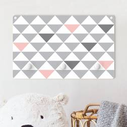 Porte-manteau Enfant Triangles Gris Blanc Rose