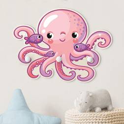 Porte-manteau Enfant Monde Sous-marin - Kraken Mauve Rose