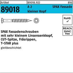 Spax Fassadenschraube, 4 45 mm, 100 Stück, Teilgewinde, Linsensenkkopf extra klein, plus