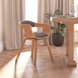 vidaXL Comedor Madera Curvada Y Tela Gris Claro Silla de Cocina