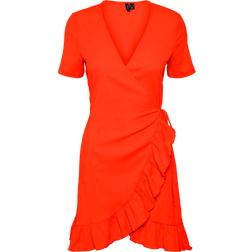 Vero Moda Robe Regular Fit Col Rond Manches Courtes - Orange