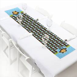 Big Dot of Happiness Blue Monkey Boy Petite Baby Shower or Birthday Party Paper Table Runner 12 x 60 inches