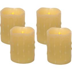 Melrose 3" 4" Wax Dripping Pillar Set LED Candle