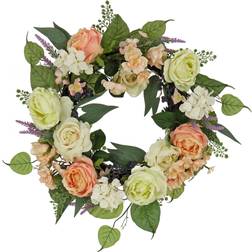 Rose and Peony Flowers Wreath