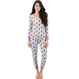 Leveret Womens Puppy Cotton Pajama Set Blue