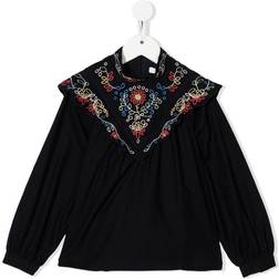 Floral Embroidered Blouse - Navy