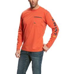 Ariat Rebar Workman Logo T-Shirt Long Sleeve - Volcanic Fire Cotton