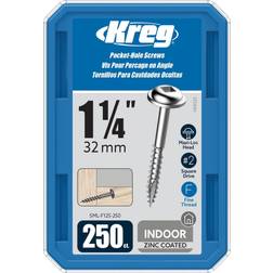 Kreg SML-F125-250 Zinc Pocket Screws Fine Thread Maxi-Loc Head 250