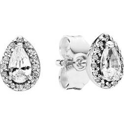Pandora Sparkling Teardrop Halo Stud Earrings - Silver/Transparent