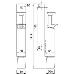 KWS Türfeststeller 1081.02 30mm Hub Silber Einbrennlackiert