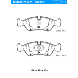 ATE Bremsbelagsatz, Scheibenbremse Vorderachse 13.0460-7052.2
