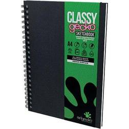 Artgecko A4 Twin Wirebound Hardback Sketchbook 8.27"X11.69"-40 Sheets, Black Cover