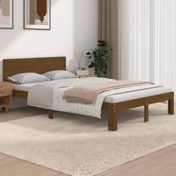 vidaXL Estructura De Cama Doble Madera Maciza Marrón Miel 120x190 cm