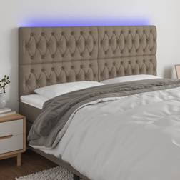vidaXL LED-lys stof gråbrun Sengegavl