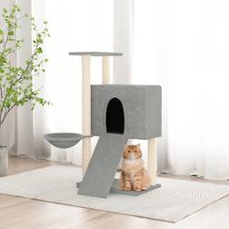 vidaXL Albero Per Gatti Con Tiragraffi In Sisal Grigio Chiaro 96 cm