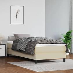 vidaXL Springmadras Med Pocketfjedre 100x200x20 cm Kunstlæder Creme Boxmadras