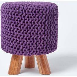 Homescapes Purple Tall Knitted Foot Stool