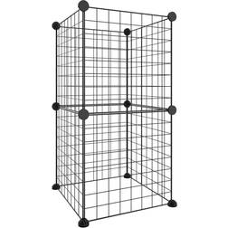 vidaXL 8-panel without door Pet Cage Black Steel Rabbit Hutch Pet Cage