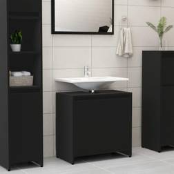 vidaXL Armario De Baño Madera Contrachapada Negro 60x33x61 cm